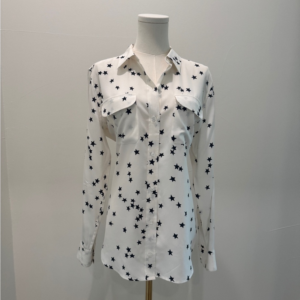 Women's White Star Print Blouse